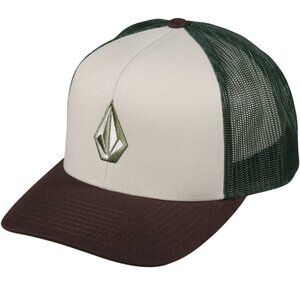 Travis Mathew Hat Volcom Full Stone Cheese Green Cream Trucker Hat NWT